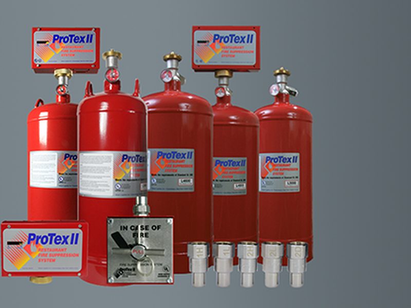 ProTex II kitchen suppression agent cylinders and control head
